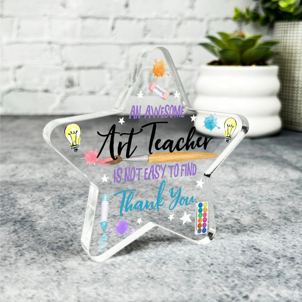 Custom Ornament Awesome Art Teacher Present Thank You Star Plaque Keepsake Gift