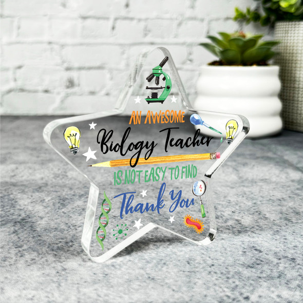 Awesome Biology Teacher Present Thank You Star Plaque Keepsake Gift