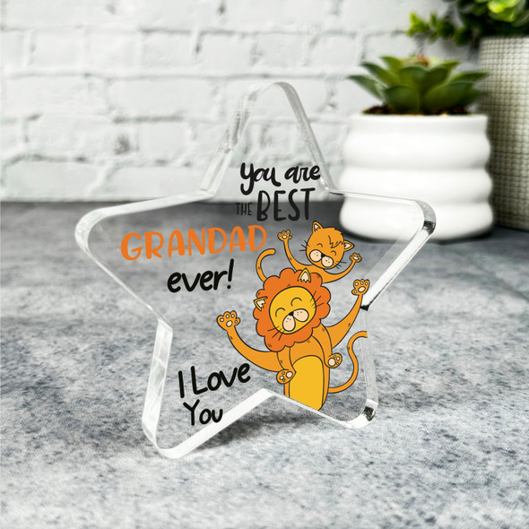 Gift For Grandad Lion With Child Best Grandad Ever Star Plaque Keepsake Gift