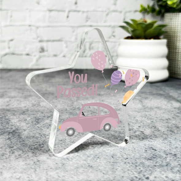 Pink Congratulations You Passed Driving Test Present Star Plaque Keepsake Gift