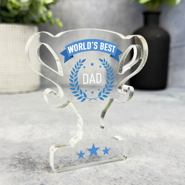 Custom Ornament Gift For Blue World's Best Dad Trophy Plaque Keepsake Gift