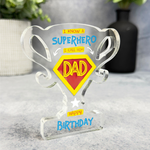 Custom Ornament Superhero Dad Birthday Present Trophy Plaque Keepsake Gift