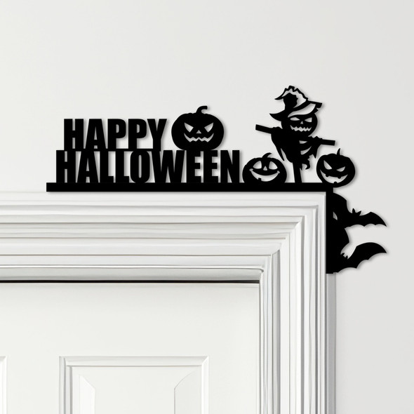 Door Topper Happy Halloween Decor Pumpkins Various Colours Frame Decor Sign