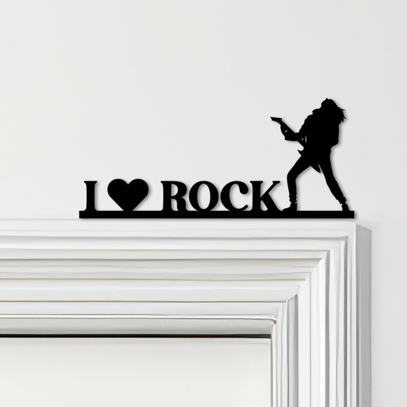 Door Topper I Love Rock Guitar Player Various Colours Decorative Sign