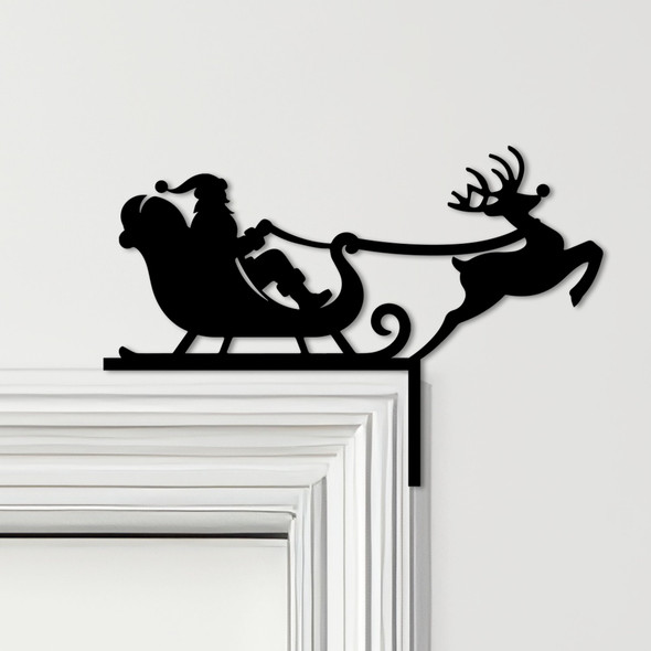 Door Topper Santa Claus Flying Sleigh Christmas Decor Various Colours Decor Sign