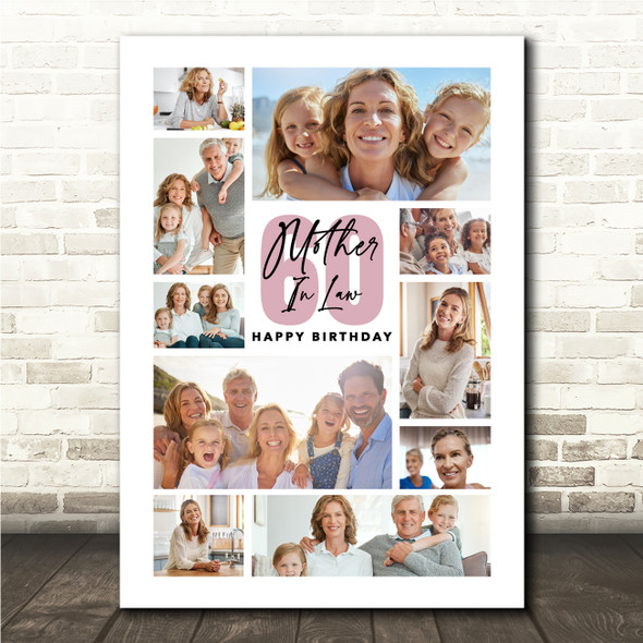 Photo Collage 60th Birthday Gift For Mother-In-Law 10-Photo Print Or Canvas