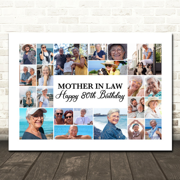 Photo Collage 80th Birthday Gift For Mother-In-Law 22-Photo Print Or Canvas