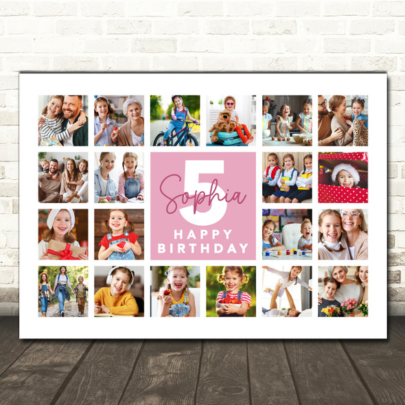 Photo Collage Kids Birthday Gift For Girls Any Age 20-Photo Print Or Canvas