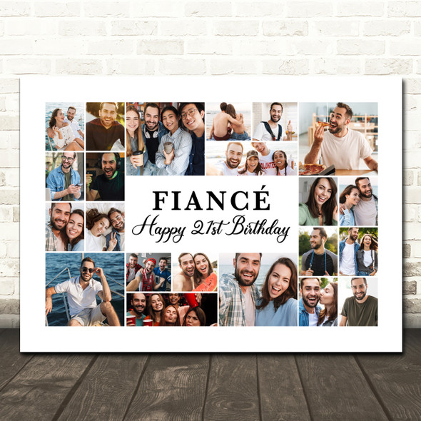 Photo Collage 21st Birthday Custom Gift For Fiancé 22-Photo Print Or Canvas
