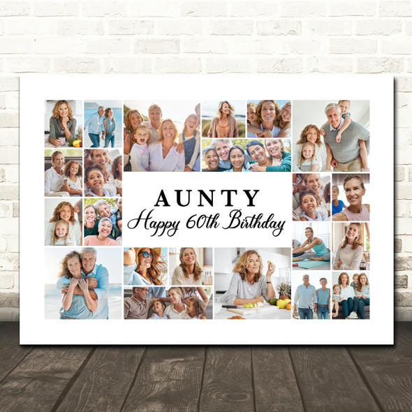 Photo Collage 60th Birthday Personalised Gift For Aunty 22-Photo Print Or Canvas