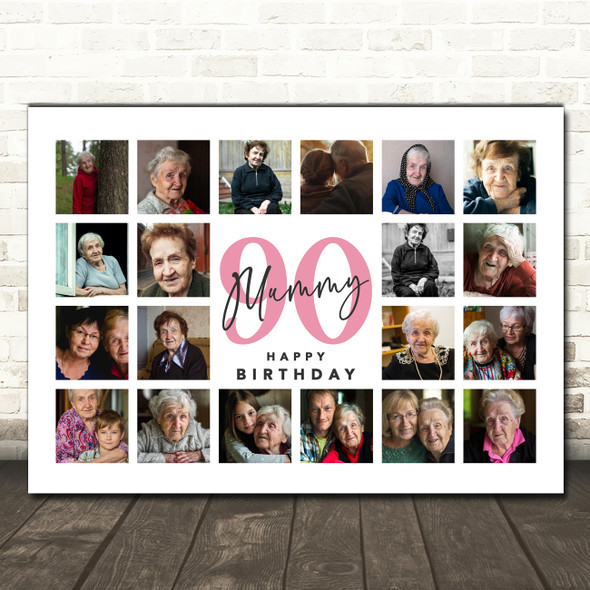 Photo Collage 90th Birthday Personalised Gift For Mummy 20-Photo Print Or Canvas