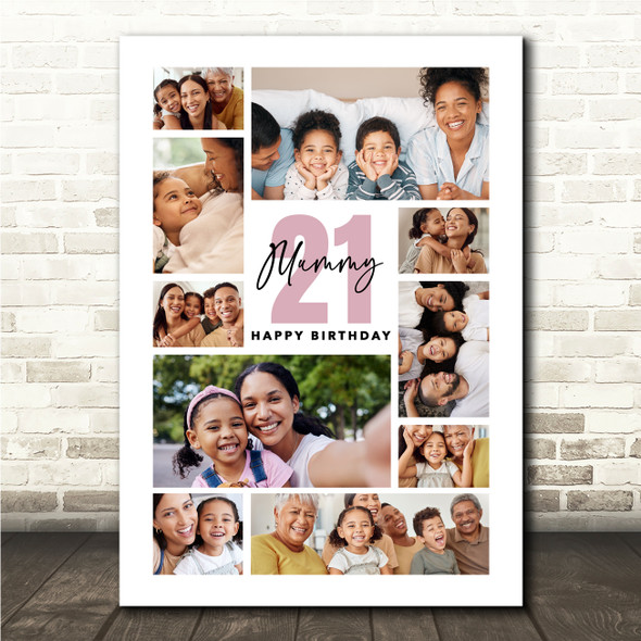 Photo Collage 21st Birthday Personalised Gift For Mummy 10-Photo Print Or Canvas