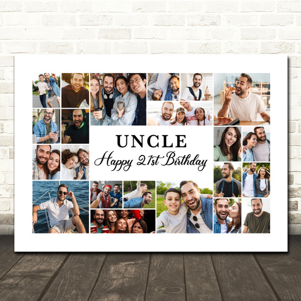 Photo Collage 21st Birthday Personalised Gift For Uncle 22-Photo Print Or Canvas