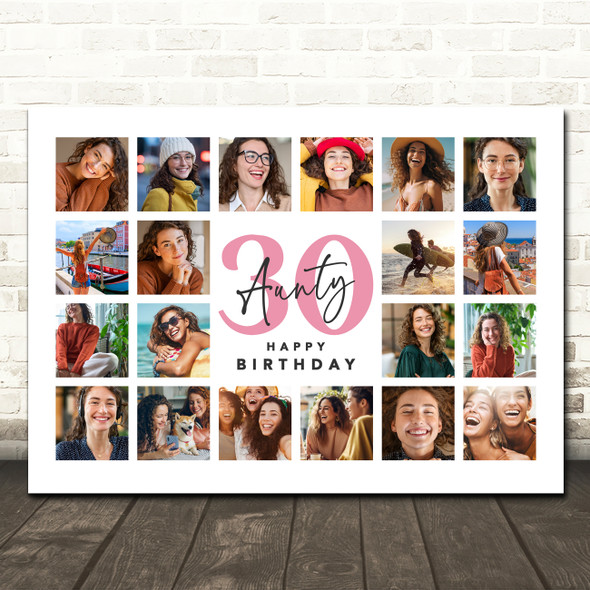 Photo Collage 30th Birthday Personalised Gift For Aunty 20-Photo Print Or Canvas