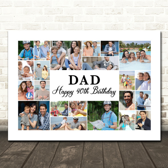 Photo Collage 40th Birthday Personalised Gift For Dad 22-Photo Print Or Canvas