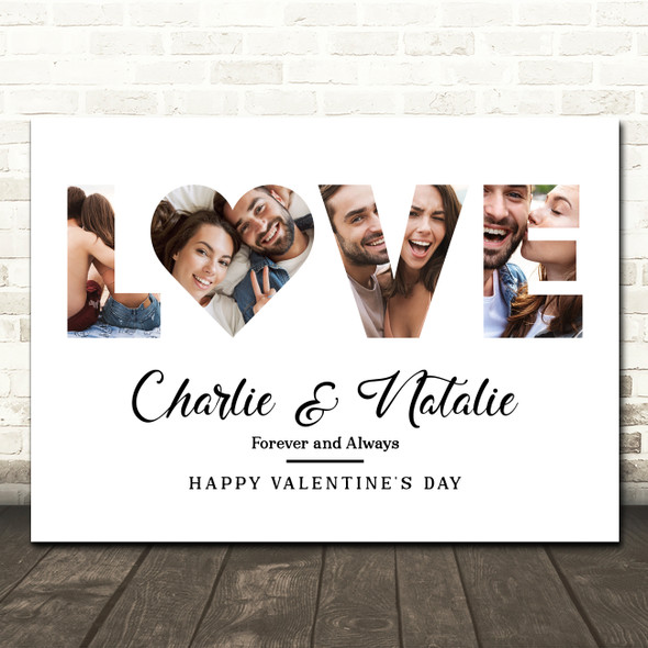 Photo Collage Valentine's Day Personalised Gift 4-Photo Love Print Or Canvas