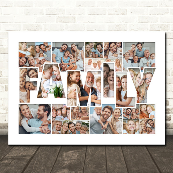 Photo Collage 24-Photo Family Personalised Gift For Anyone Print Or Canvas