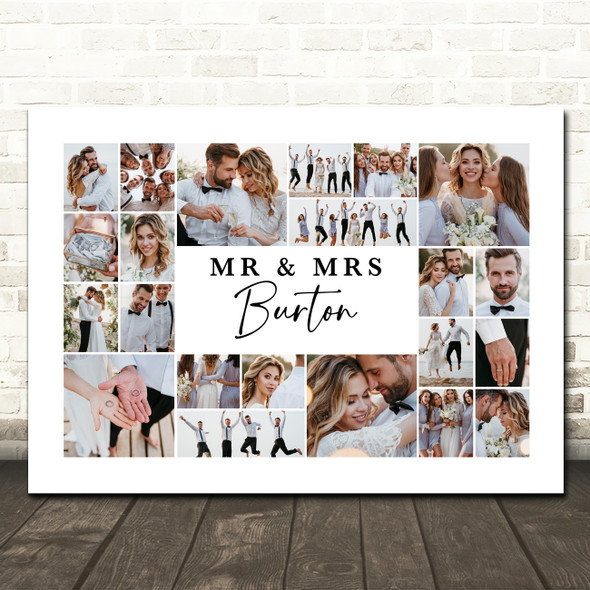 Photo Collage Wedding Personalised Gift 22-Photo Print Or Canvas