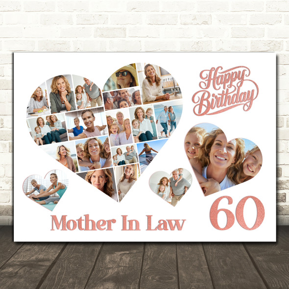 Photo Collage 60th Birthday Gift For Mother-In-Law 20-Photo s Print Or Canvas