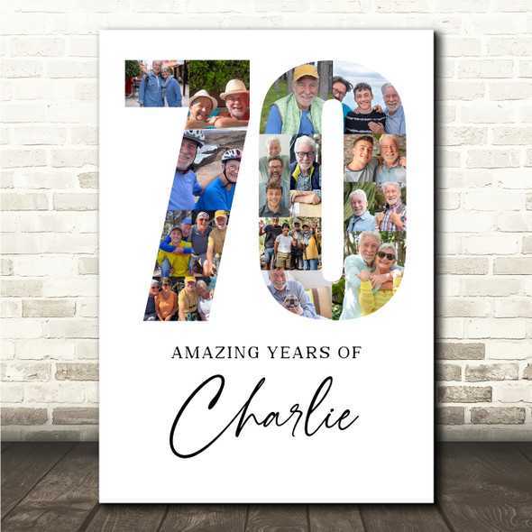 Photo Collage 70th Birthday 16-Photo Birthday Gift For Him 70 Print Or Canvas