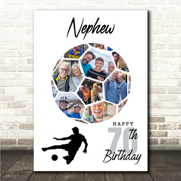 Photo Collage 70th Birthday Gift For Nephew 14-Photo Football Print Or Canvas