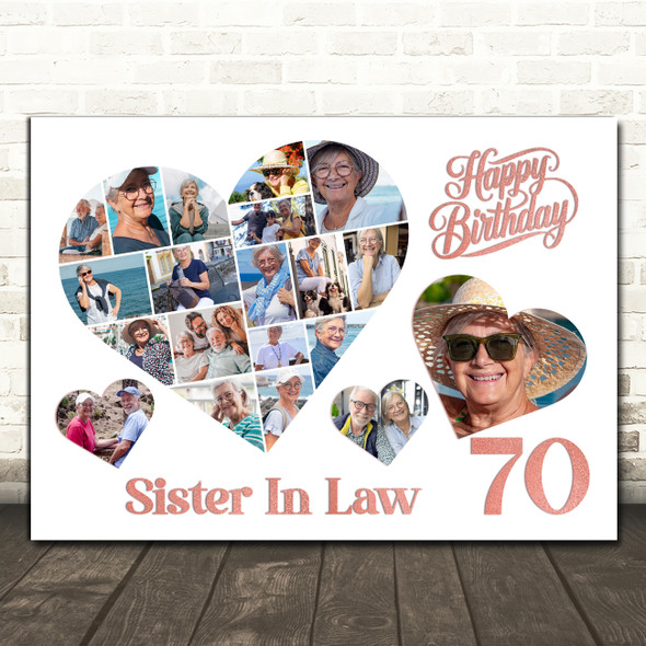 Photo Collage 70th Birthday Gift For Sister-In-Law 20-Photo s Print Or Canvas