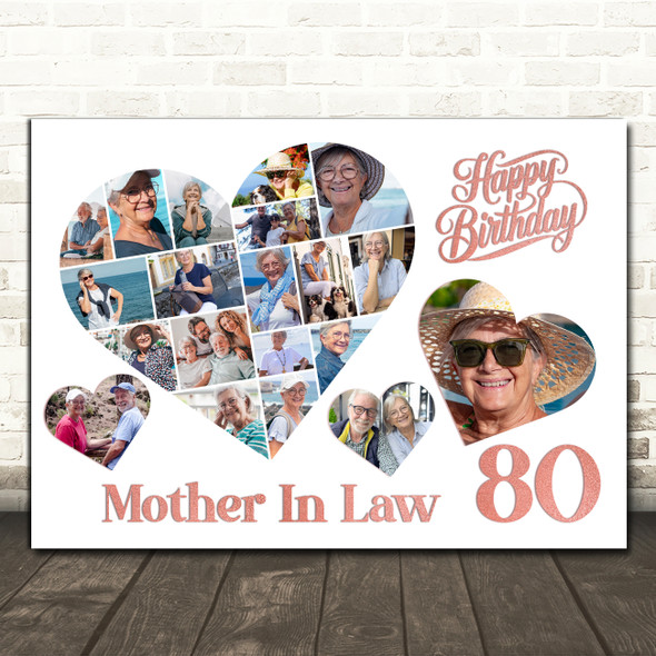 Photo Collage 80th Birthday Gift For Mother-In-Law 20-Photo s Print Or Canvas