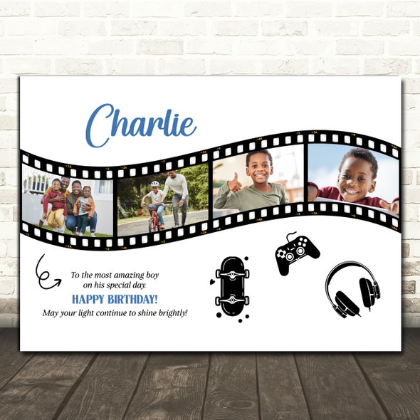 Photo Collage Kids Boys Birthday Custom Gift 4-Photo Game Pad Print Or Canvas