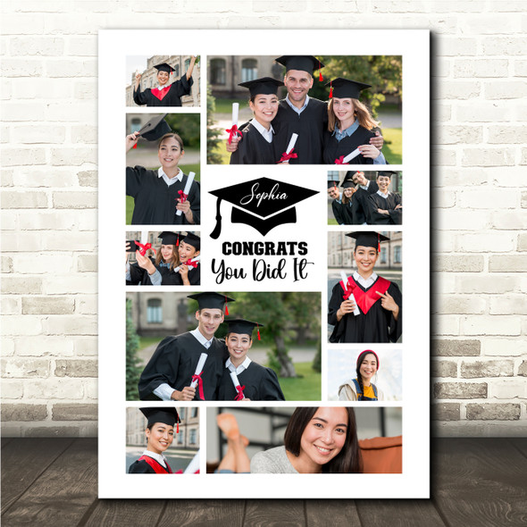 Photo Collage Graduation Gift For Student 10-Photo You Did It Print Or Canvas