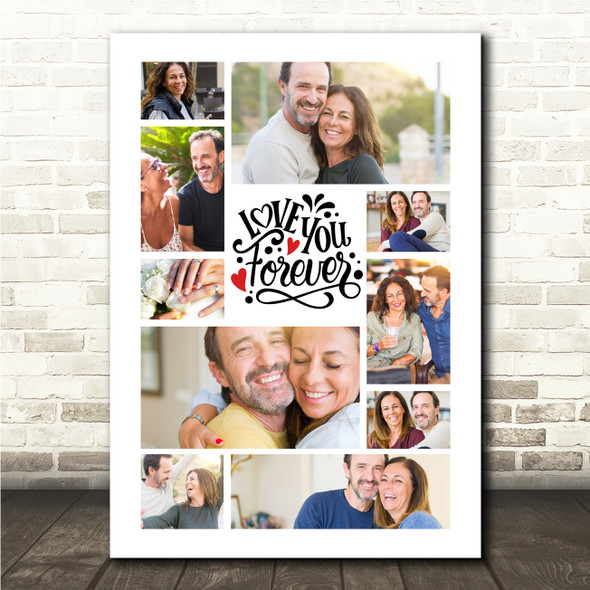Photo Collage Valentine's Day Custom Gift 10-Photo Red Heart Print Or Canvas