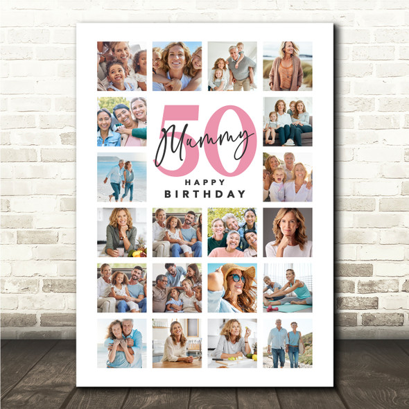 Photo Collage 50th Birthday Gift For Mummy 20-Photo Portrait Print Or Canvas