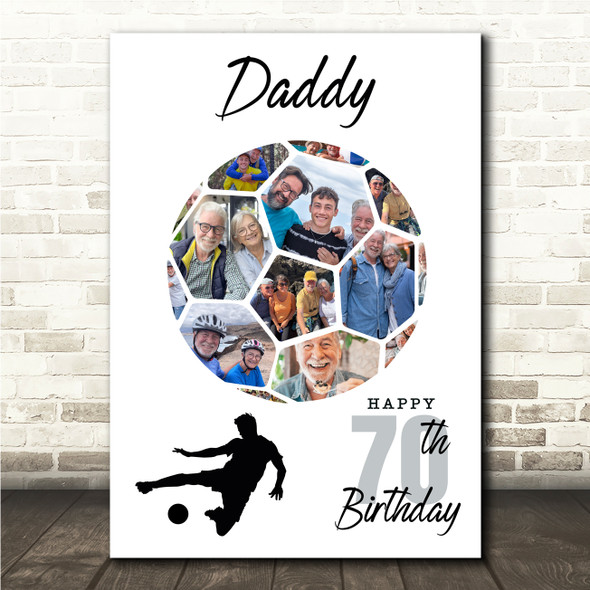 Photo Collage 70th Birthday Gift For Daddy 14-Photo Football Print Or Canvas
