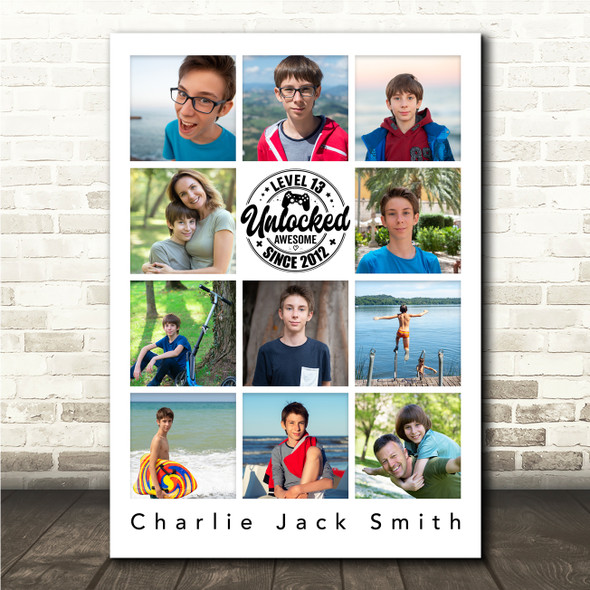 Photo Collage 11-Photo 13th Birthday Gift For Teenagers Boys Print Or Canvas