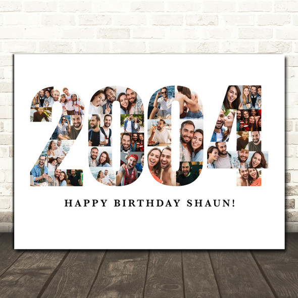 Photo Collage White 35-Photo Birthday Gift For Him Year 2004 Print Or Canvas