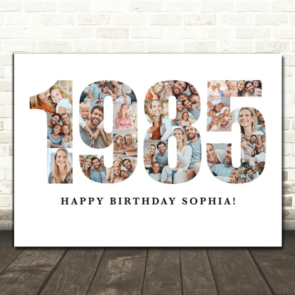 Photo Collage White Birthday Gift For Her 22-Photo Year 1985 Print Or Canvas