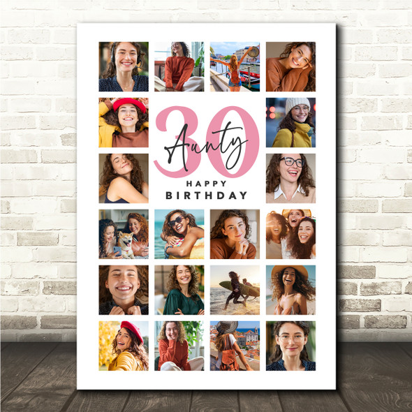 Photo Collage 30th Birthday Gift For Aunty 20-Photo Portrait Print Or Canvas Photo Collage 30th Birthday Gift For Aunty 20-Photo Portrait Print Or Canvas