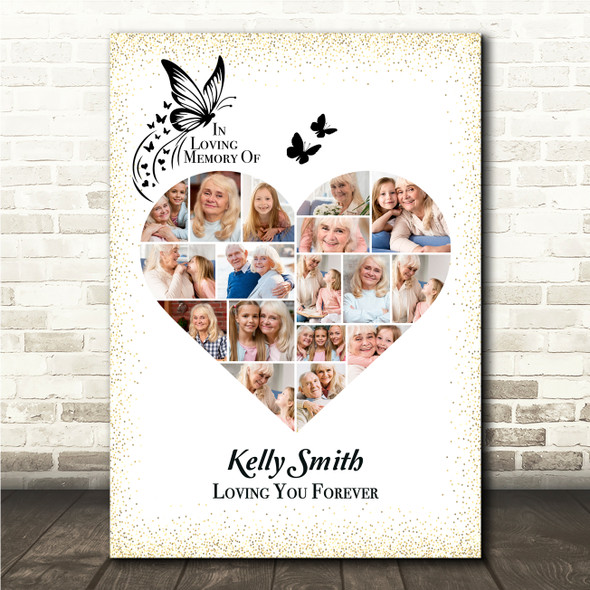Photo Collage Memorial Gift For Anyone 17-Photo Butterflies Print Or Canvas Photo Collage Memorial Gift For Anyone 17-Photo Butterflies Print Or Canvas
