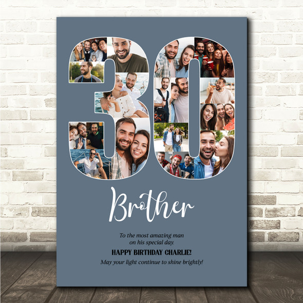 Photo Collage 30th Birthday Custom Gift For Him 18-Photo 30 Print Or Canvas