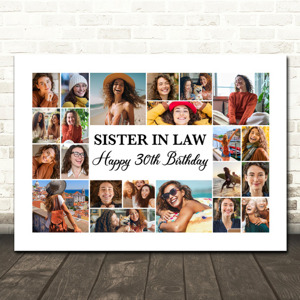 Photo Collage 30th Birthday Gift For Sister-In-Law 22-Photo Print Or Canvas