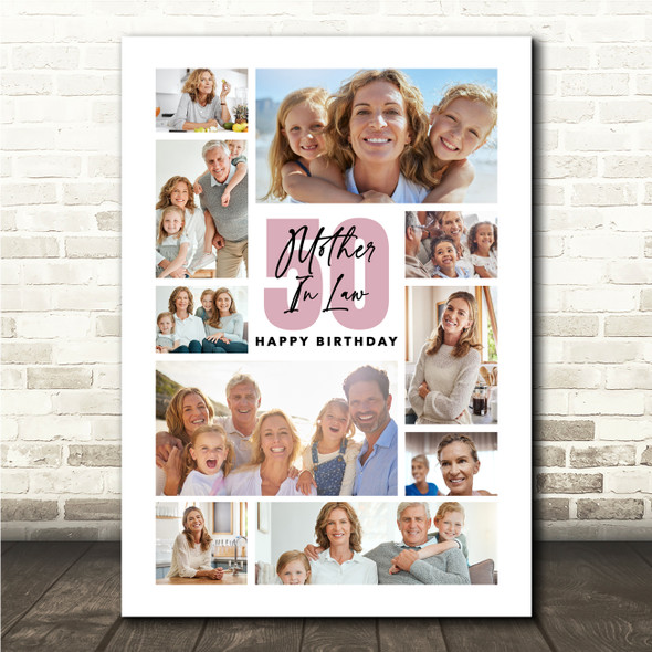 Photo Collage 50th Birthday Gift For Mother-In-Law 10-Photo Print Or Canvas