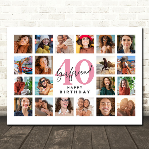 Photo Collage 40th Birthday Custom Gift For Girlfriend 20-Photo Print Or Canvas