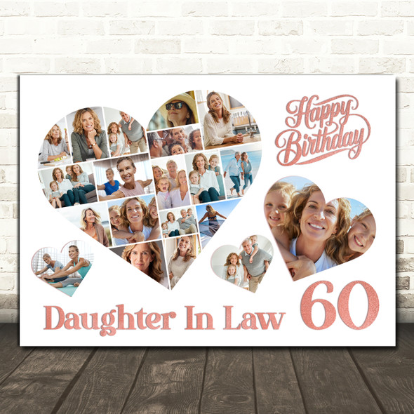 Photo Collage 60th Birthday Gift For Daughter-In-Law 20-Photo s Print Or Canvas