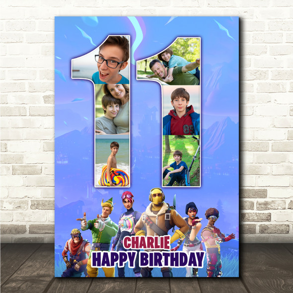 Photo Collage 6-Photo 11th Birthday Gift For Teen Boys Fortnite Print Or Canvas