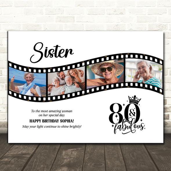 Photo Collage 80th Birthday Gift For Sister 4-Photo Camera Film Print Or Canvas Photo Collage 80th Birthday Gift For Sister 4-Photo Camera Film Print Or Canvas