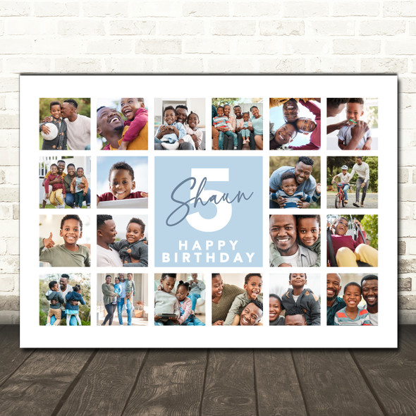 Photo Collage Kids Birthday Gift For Boys Any Age 20-Photo Blue Print Or Canvas