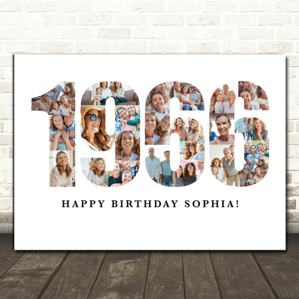 Photo Collage White Birthday Gift For Anyone 24-Photo Year 1965 Print Or Canvas