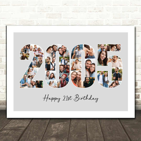 Photo Collage Grey Birthday Gift For Anyone 33-Photo Year 2005 Print Or Canvas