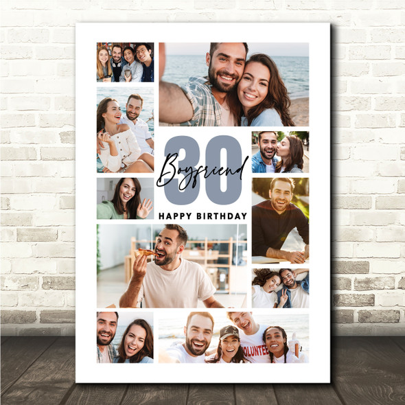 Photo Collage 30th Birthday Custom Gift For Boyfriend 10-Photo Print Or Canvas