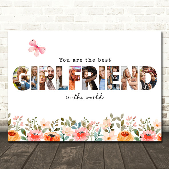 Photo Collage Floral 10-Photo Gift For Girlfriend Any Occasion Print Or Canvas