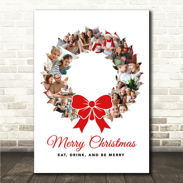 Photo Collage Christmas Gift For Anyone 9-Photo Wreath Red Bow Print Or Canvas Photo Collage Christmas Gift For Anyone 9-Photo Wreath Red Bow Print Or Canvas
